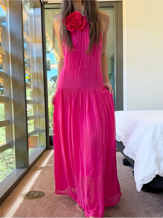 FARM Rio Dresses & Skirts - Farm Rio High Neck Red Flower Pink Maxi Summer Dress